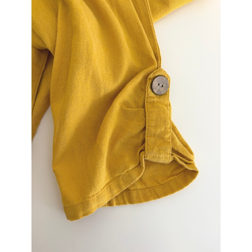 Jules and Leopold Linen Blend Drawstring Capri Mustard Small Boho Summer Casual - Picture 7 of 7